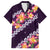 Purple Polynesia Family Matching Off The Shoulder Long Sleeve Dress and Hawaiian Shirt Plumeria With Hibiscus Pattern Tropical Vibes