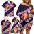 Purple Polynesia Family Matching Off Shoulder Short Dress and Hawaiian Shirt Plumeria With Hibiscus Pattern Tropical Vibes