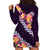 Purple Polynesia Hoodie Dress Plumeria With Hibiscus Pattern Tropical Vibes