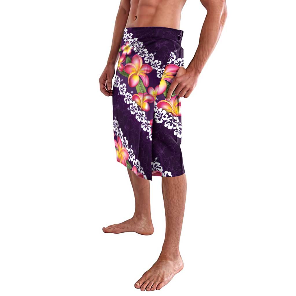 Purple Polynesia Lavalava Plumeria With Hibiscus Pattern Tropical Vibes LT14 - Polynesian Pride
