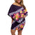 Purple Polynesia Off Shoulder Short Dress Plumeria With Hibiscus Pattern Tropical Vibes