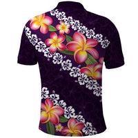Purple Polynesia Polo Shirt Plumeria With Hibiscus Pattern Tropical Vibes LT14 - Polynesian Pride