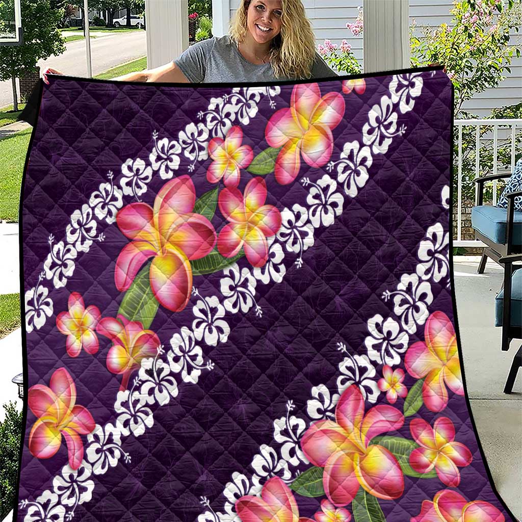 Purple Polynesia Quilt Plumeria With Hibiscus Pattern Tropical Vibes LT14 Purple - Polynesian Pride