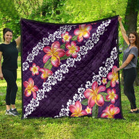 Purple Polynesia Quilt Plumeria With Hibiscus Pattern Tropical Vibes LT14 - Polynesian Pride