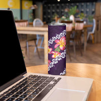 Purple Polynesia Skinny Tumbler Plumeria With Hibiscus Pattern Tropical Vibes LT14 - Polynesian Pride