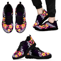Purple Polynesia Sneakers Plumeria With Hibiscus Pattern Tropical Vibes LT14 - Polynesian Pride