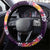 Purple Polynesia Steering Wheel Cover Plumeria With Hibiscus Pattern Tropical Vibes