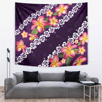 Purple Polynesia Tapestry Plumeria With Hibiscus Pattern Tropical Vibes LT14 Purple - Polynesian Pride