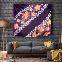 Purple Polynesia Tapestry Plumeria With Hibiscus Pattern Tropical Vibes LT14 - Polynesian Pride