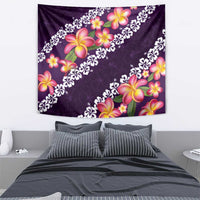 Purple Polynesia Tapestry Plumeria With Hibiscus Pattern Tropical Vibes LT14 - Polynesian Pride