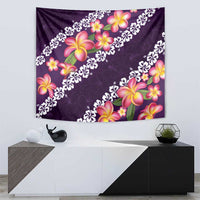 Purple Polynesia Tapestry Plumeria With Hibiscus Pattern Tropical Vibes LT14 - Polynesian Pride