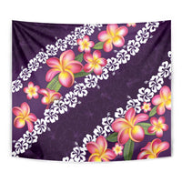 Purple Polynesia Tapestry Plumeria With Hibiscus Pattern Tropical Vibes LT14 - Polynesian Pride