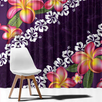 Purple Polynesia Window Curtain Plumeria With Hibiscus Pattern Tropical Vibes LT14 - Polynesian Pride