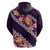 Purple Polynesia Zip Hoodie Plumeria With Hibiscus Pattern Tropical Vibes