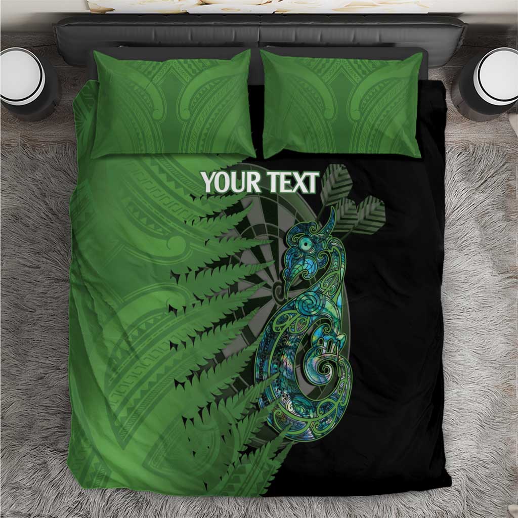 Personalised New Zealand Darts Bedding Set Aotearoa Maori Fern Mix Manaia Tattoo LT14 Green - Polynesian Pride