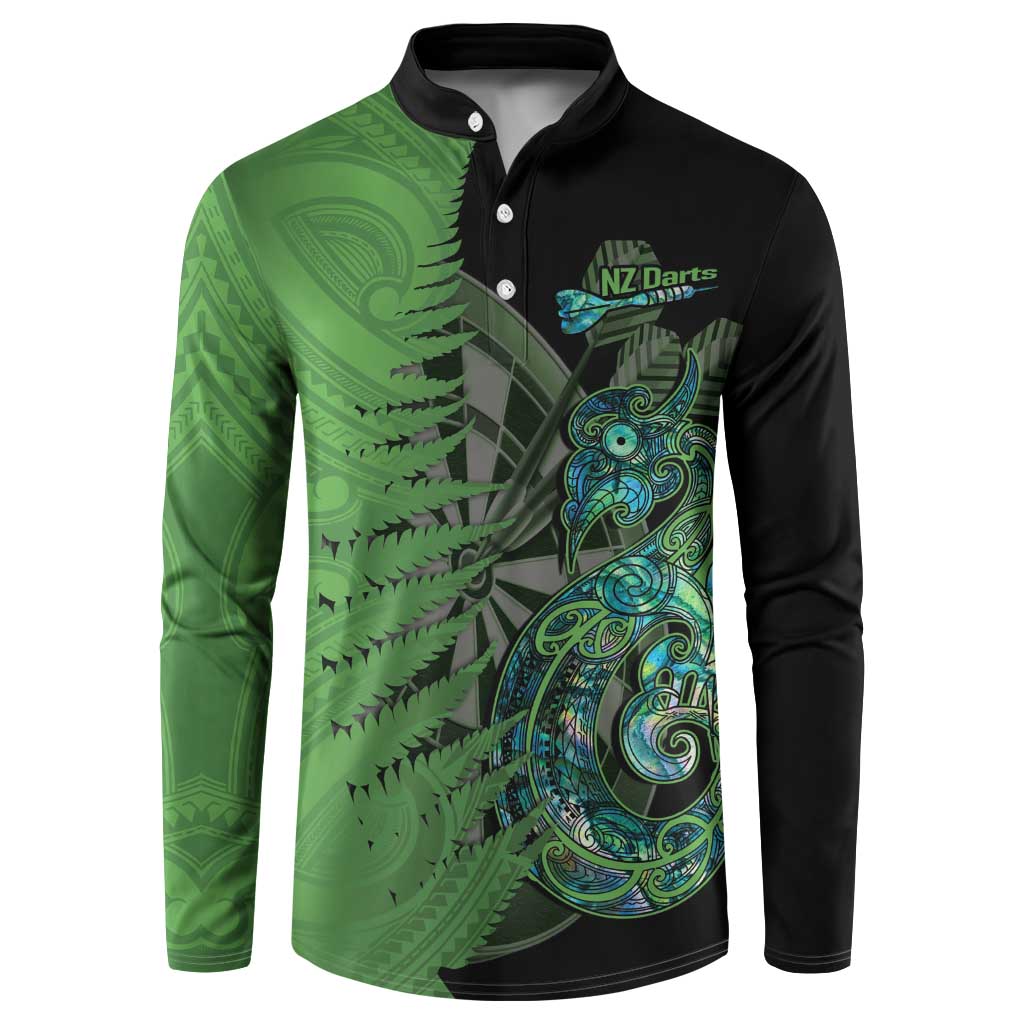 Personalised New Zealand Darts Button Sweatshirt Aotearoa Maori Fern Mix Manaia Tattoo LT14 Green - Polynesian Pride