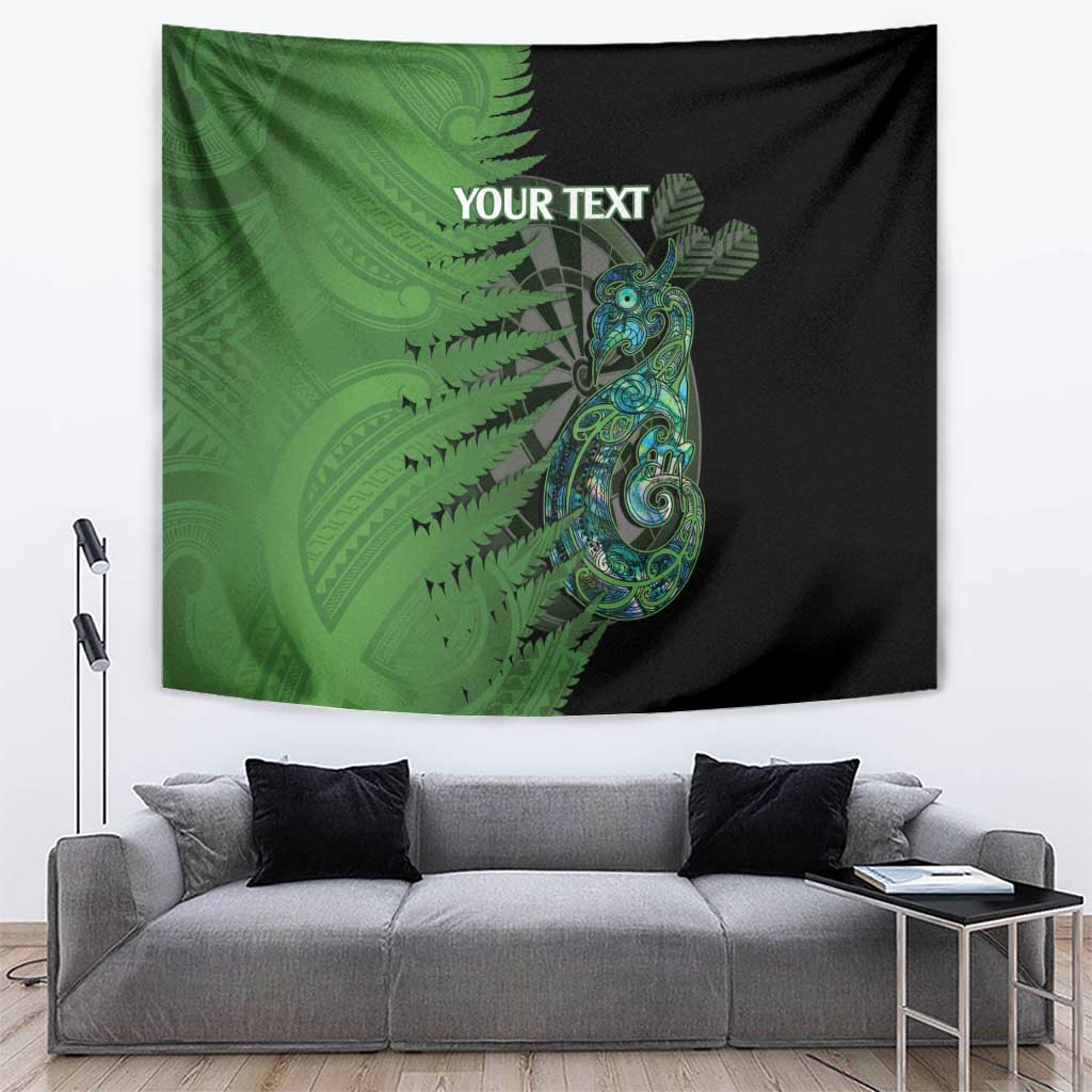 Personalised New Zealand Darts Tapestry Aotearoa Maori Fern Mix Manaia Tattoo