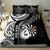 Personalised New Zealand Darts Bedding Set Aotearoa Fern Mix Paua Shell Manaia - Black