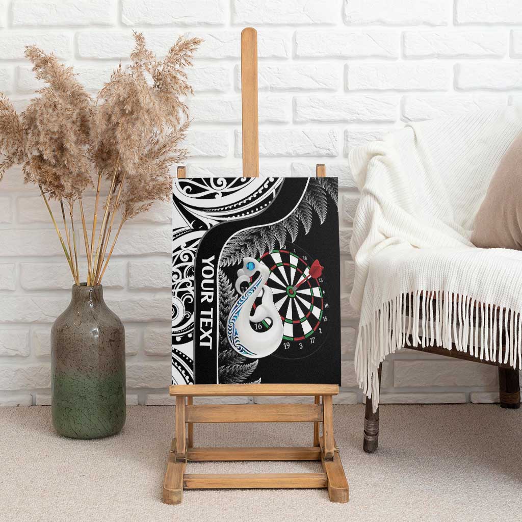 Personalised New Zealand Darts Canvas Wall Art Aotearoa Fern Mix Paua Shell Manaia - Black LT14 - Polynesian Pride