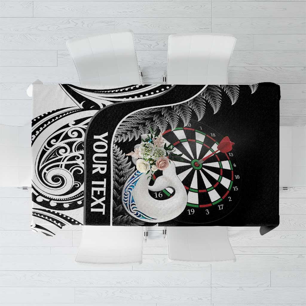 Personalised New Zealand Darts Tablecloth Aotearoa Fern Mix Paua Shell Manaia - Black LT14 Black - Polynesian Pride