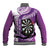 Personalised New Zealand Darts Baseball Jacket Aotearoa Fern Mix Paua Shell Manaia - Purple