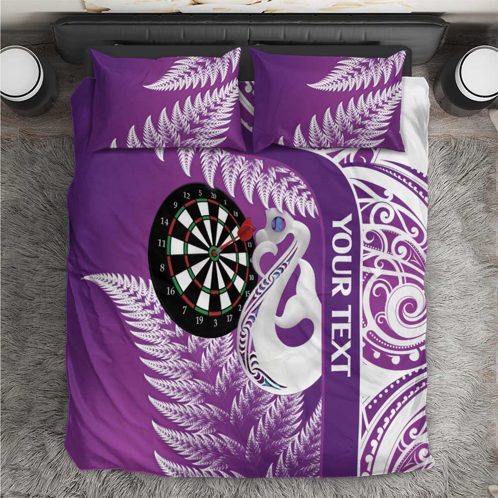 Personalised New Zealand Darts Bedding Set Aotearoa Fern Mix Paua Shell Manaia - Purple LT14 Purple - Polynesian Pride