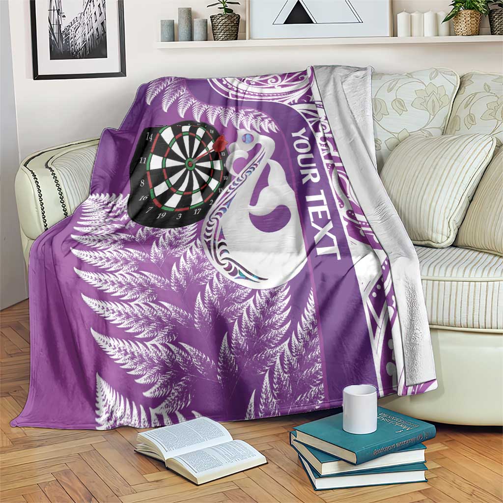 Personalised New Zealand Darts Blanket Aotearoa Fern Mix Paua Shell Manaia - Purple LT14 Purple - Polynesian Pride