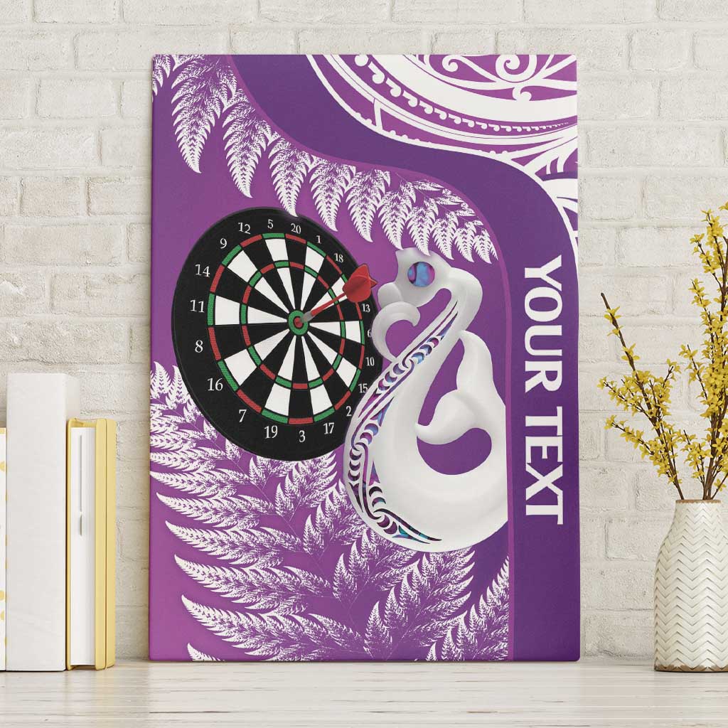 Personalised New Zealand Darts Canvas Wall Art Aotearoa Fern Mix Paua Shell Manaia - Purple