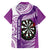 Personalised New Zealand Darts Family Matching Off The Shoulder Long Sleeve Dress and Hawaiian Shirt Aotearoa Fern Mix Paua Shell Manaia - Purple