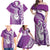 Personalised New Zealand Darts Family Matching Off Shoulder Maxi Dress and Hawaiian Shirt Aotearoa Fern Mix Paua Shell Manaia - Purple