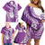 Personalised New Zealand Darts Family Matching Off Shoulder Short Dress and Hawaiian Shirt Aotearoa Fern Mix Paua Shell Manaia - Purple