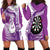 Personalised New Zealand Darts Hoodie Dress Aotearoa Fern Mix Paua Shell Manaia - Purple