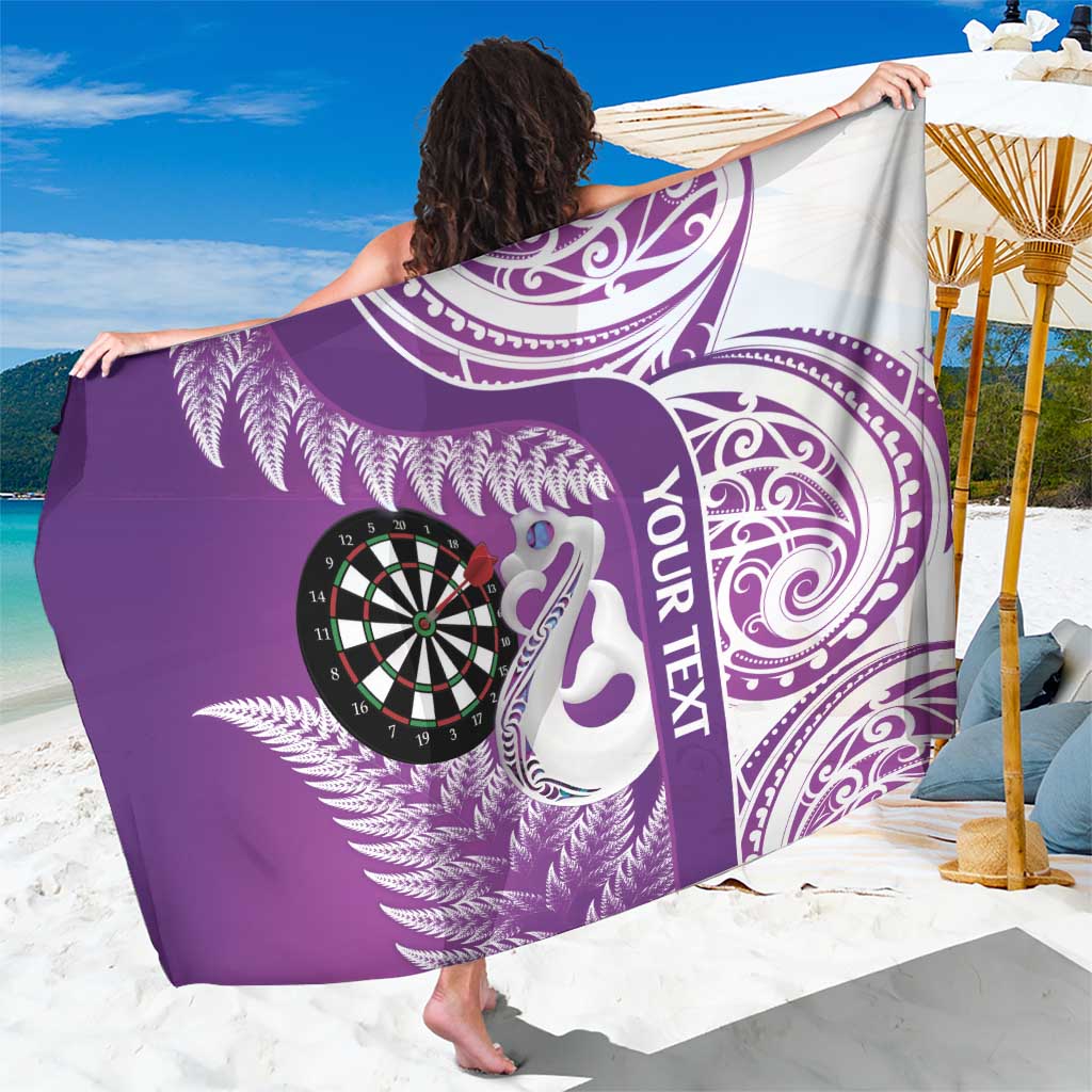 Personalised New Zealand Darts Sarong Aotearoa Fern Mix Paua Shell Manaia - Purple