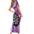 Personalised New Zealand Darts Short Sleeve Bodycon Dress Aotearoa Fern Mix Paua Shell Manaia - Purple