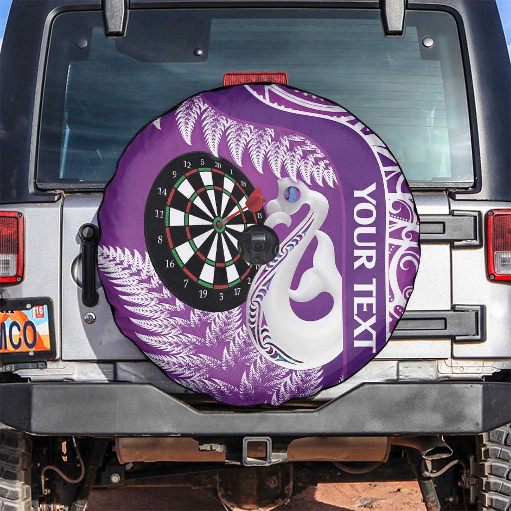 Personalised New Zealand Darts Spare Tire Cover Aotearoa Fern Mix Paua Shell Manaia - Purple