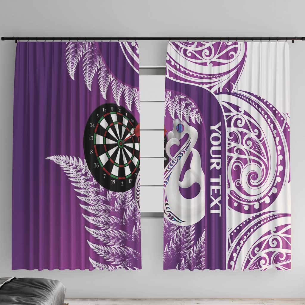 Personalised New Zealand Darts Window Curtain Aotearoa Fern Mix Paua Shell Manaia - Purple