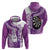 Personalised New Zealand Darts Zip Hoodie Aotearoa Fern Mix Paua Shell Manaia - Purple