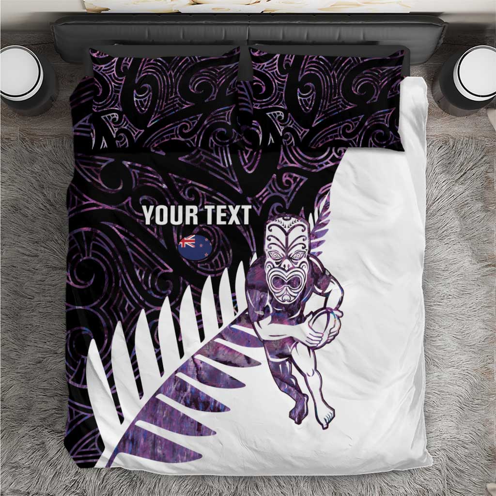New Zealand Silver Fern Rugby Custom Bedding Set Go All Black Purple Maori Paua Shell LT14 Purple - Polynesian Pride