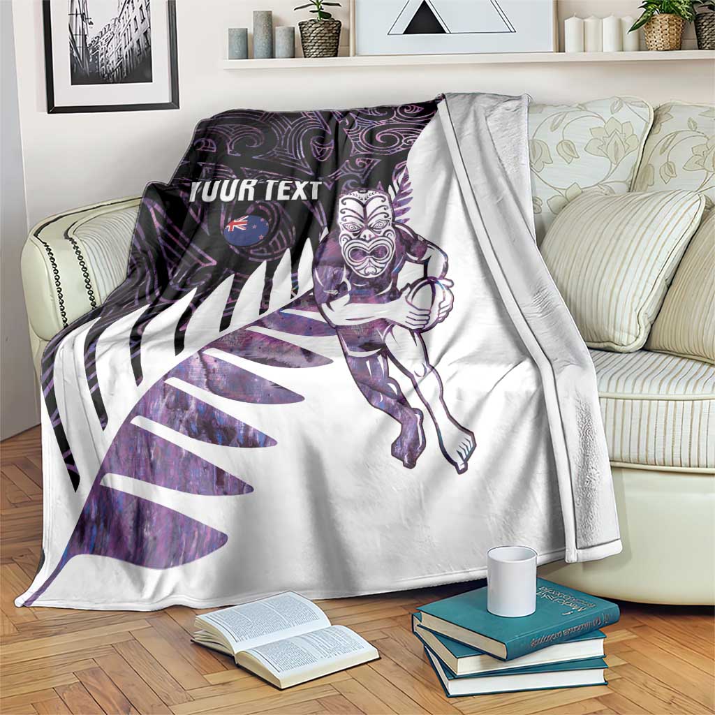 New Zealand Silver Fern Rugby Custom Blanket Go All Black Purple Maori Paua Shell LT14 Purple - Polynesian Pride