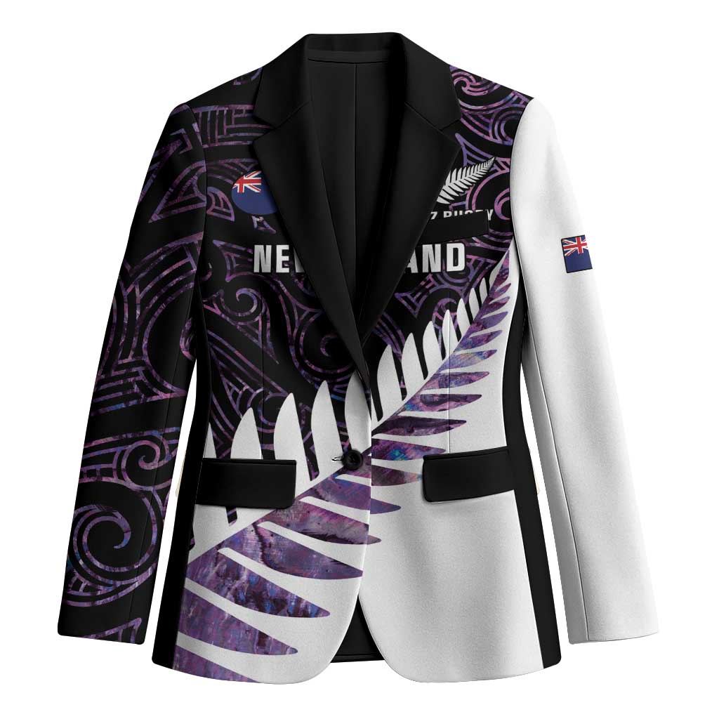 New Zealand Silver Fern Rugby Custom Blazer Go All Black Purple Maori Paua Shell LT14 Unisex Purple - Polynesian Pride