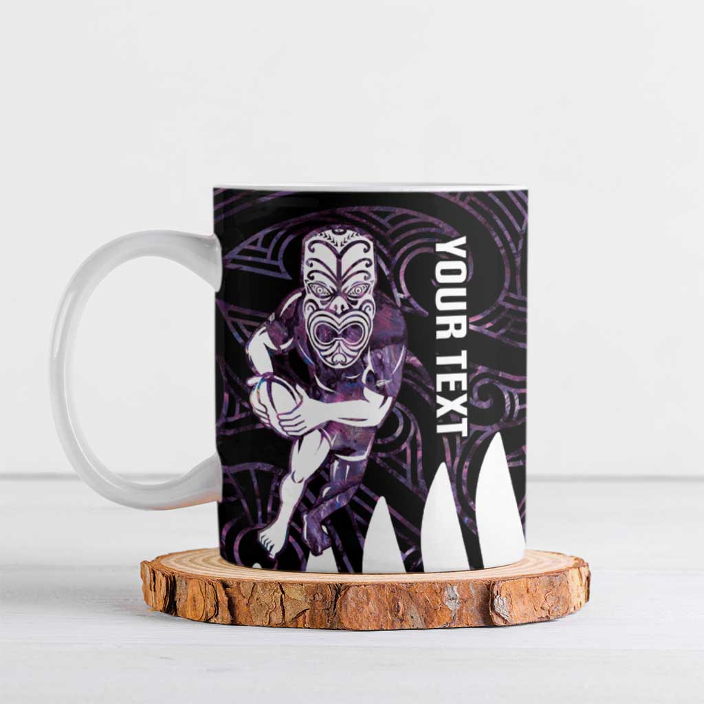 New Zealand Silver Fern Rugby Custom Ceramic Mug Go All Black Purple Maori Paua Shell LT14 Purple - Polynesian Pride