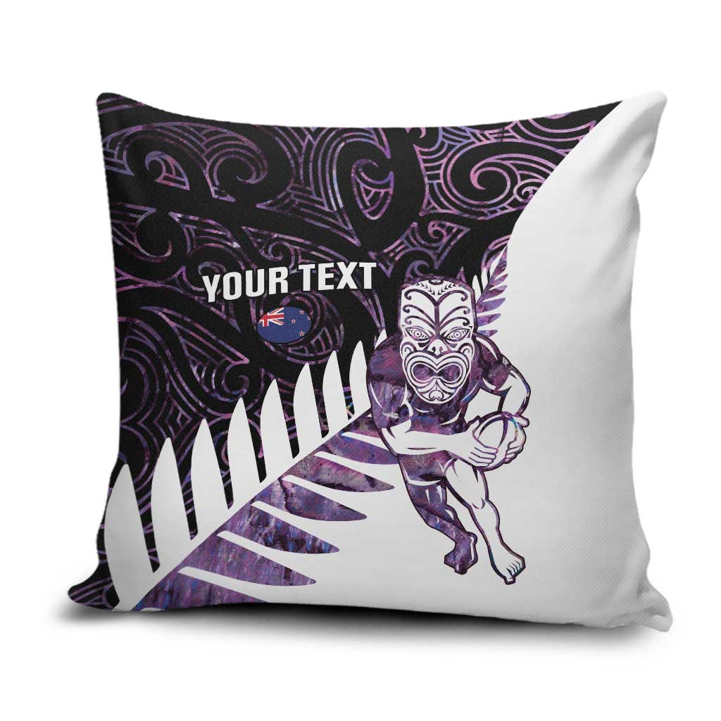 New Zealand Silver Fern Rugby Custom Pillow Cover Go All Black Purple Maori Paua Shell LT14 Purple - Polynesian Pride