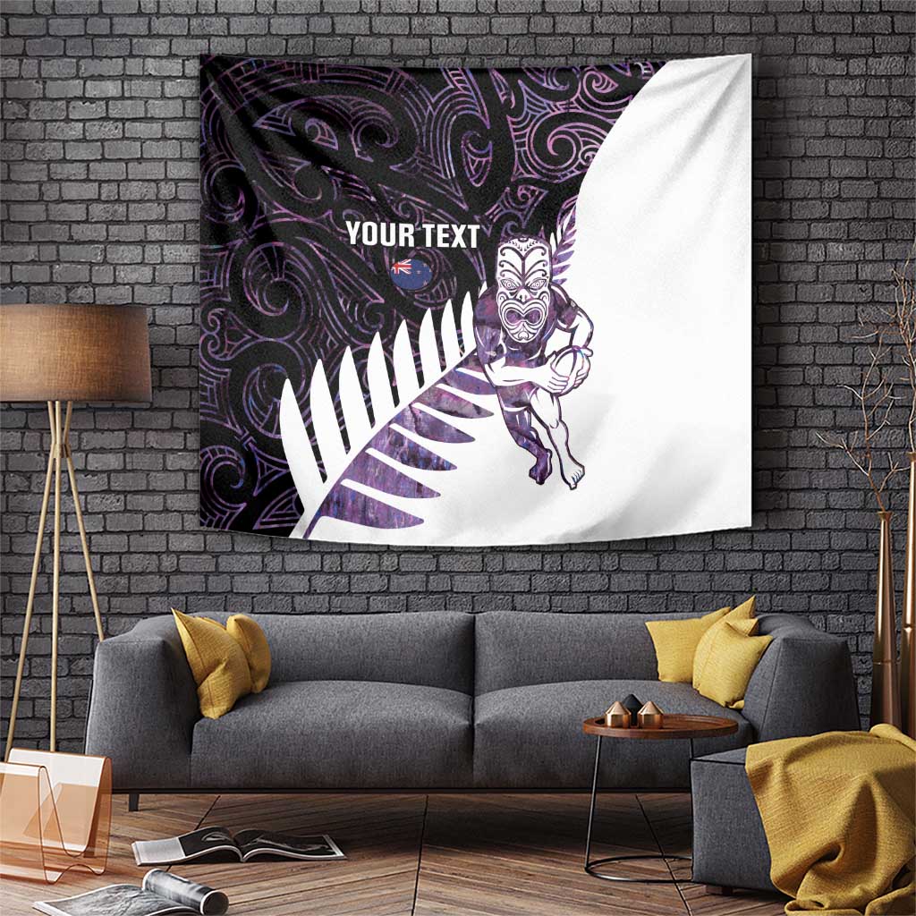 New Zealand Silver Fern Rugby Custom Tapestry Go All Black Purple Maori Paua Shell LT14 Purple - Polynesian Pride