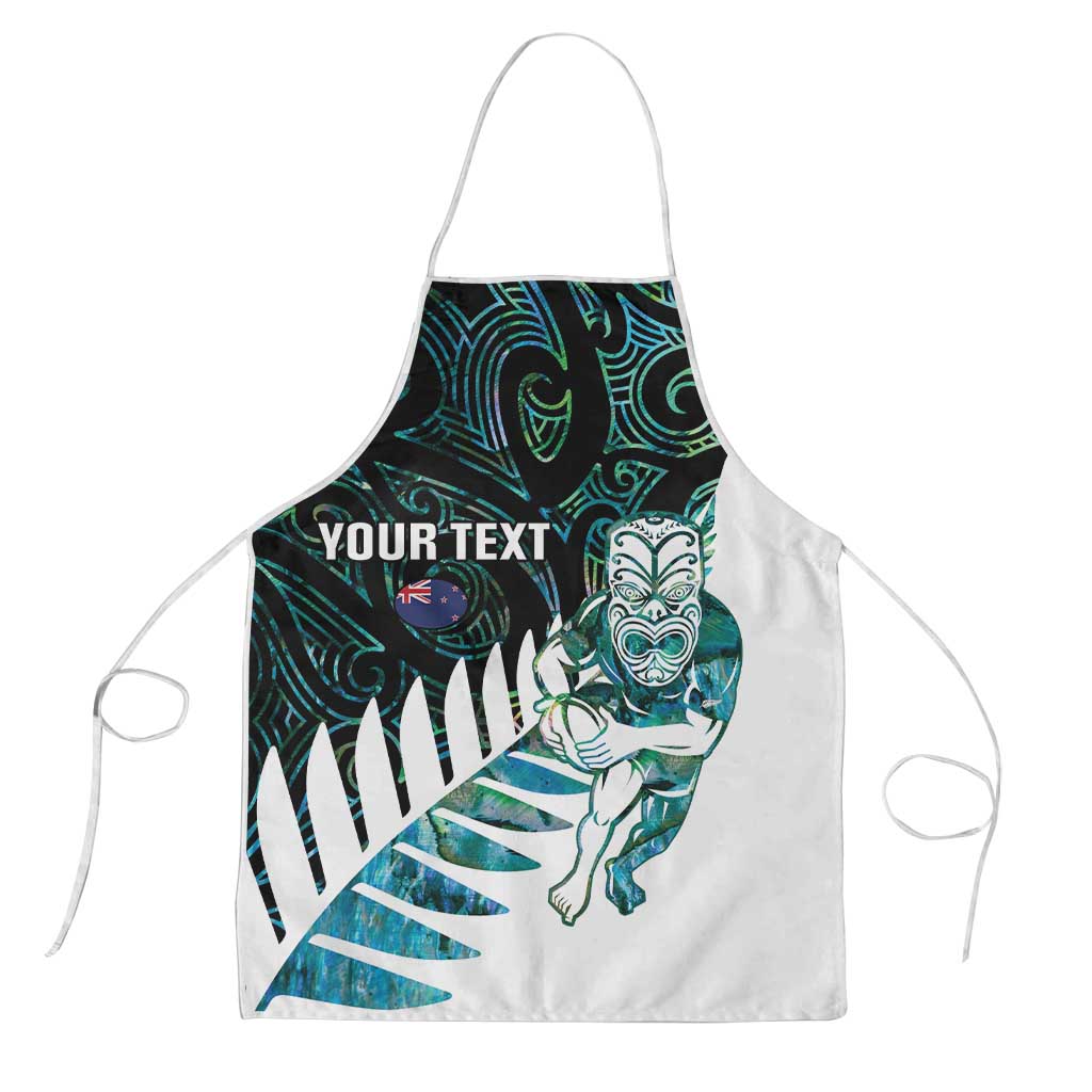 New Zealand Silver Fern Rugby Custom Apron Go All Black Turquoise Maori Paua Shell LT14 Turquoise - Polynesian Pride