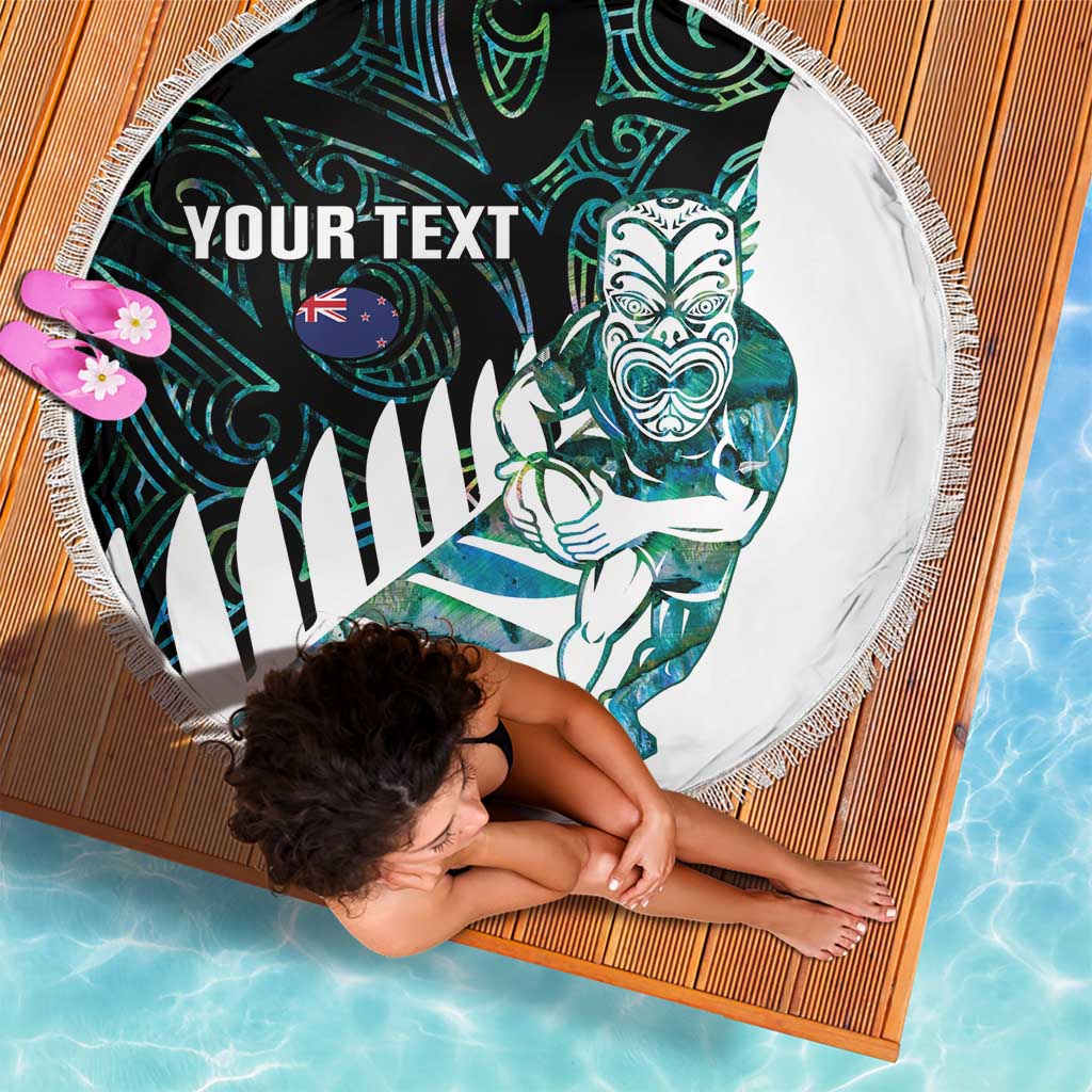New Zealand Silver Fern Rugby Custom Beach Blanket Go All Black Turquoise Maori Paua Shell LT14 - Polynesian Pride