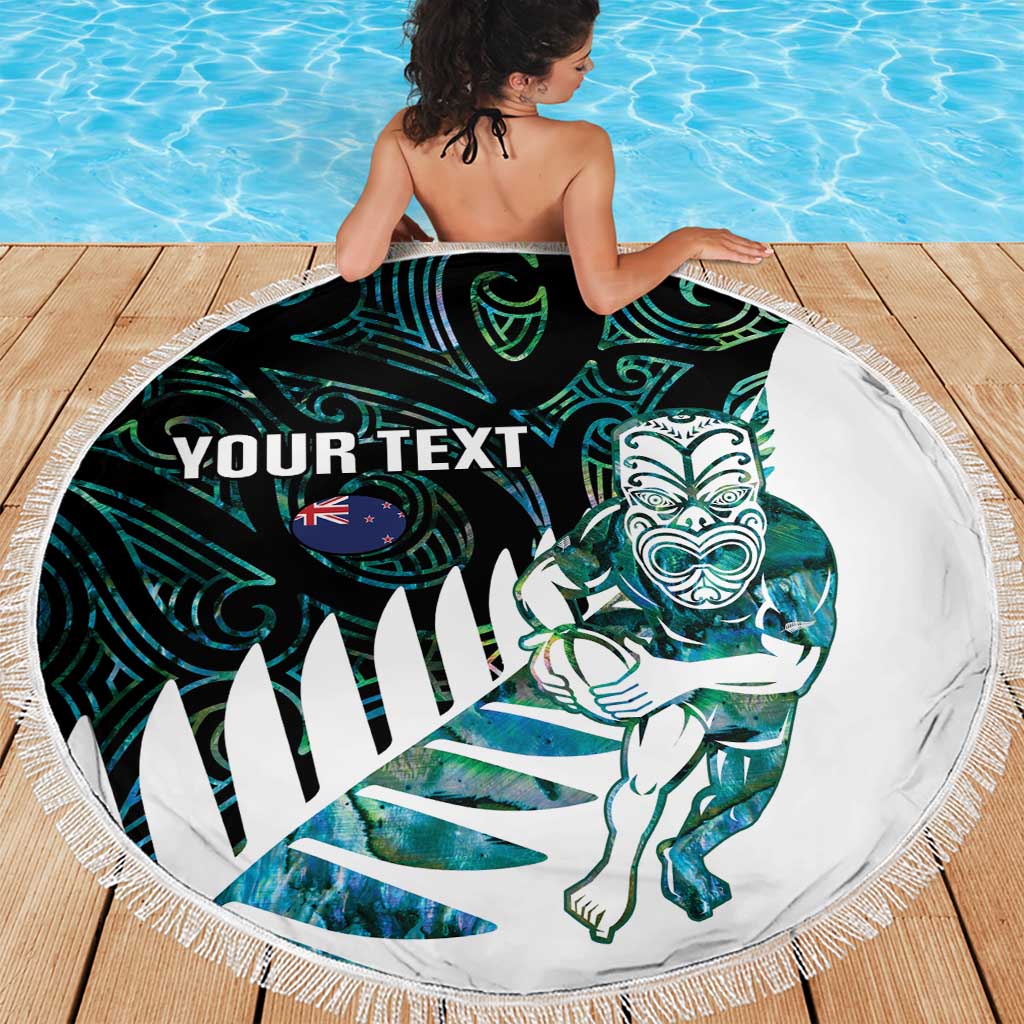 New Zealand Silver Fern Rugby Custom Beach Blanket Go All Black Turquoise Maori Paua Shell LT14 - Polynesian Pride