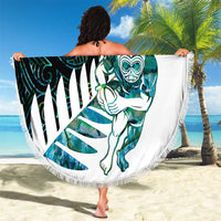 New Zealand Silver Fern Rugby Custom Beach Blanket Go All Black Turquoise Maori Paua Shell LT14 - Polynesian Pride