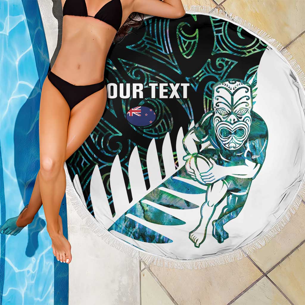 New Zealand Silver Fern Rugby Custom Beach Blanket Go All Black Turquoise Maori Paua Shell LT14 - Polynesian Pride