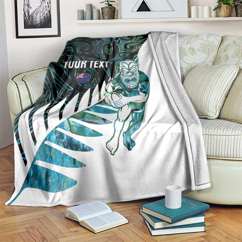 New Zealand Silver Fern Rugby Custom Blanket Go All Black Turquoise Maori Paua Shell LT14 Turquoise - Polynesian Pride