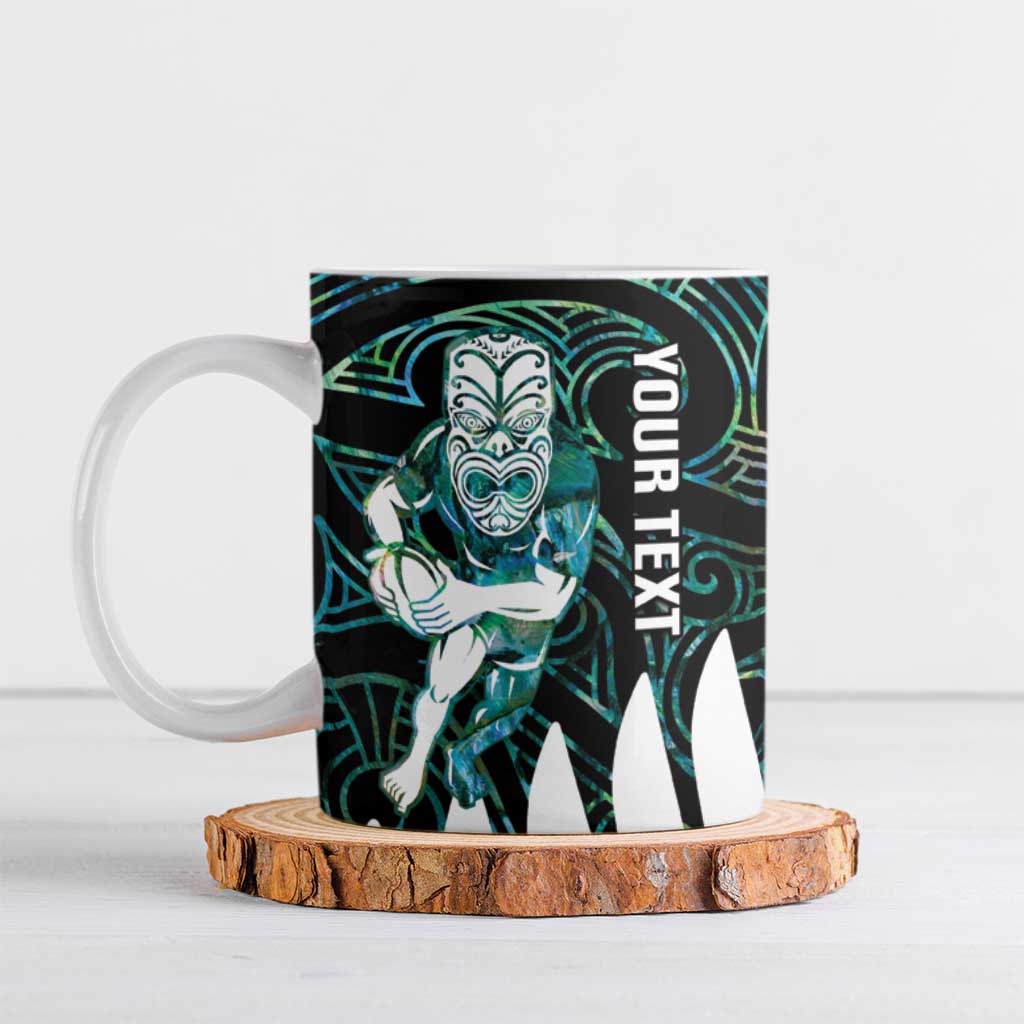 New Zealand Silver Fern Rugby Custom Ceramic Mug Go All Black Turquoise Maori Paua Shell LT14 Turquoise - Polynesian Pride